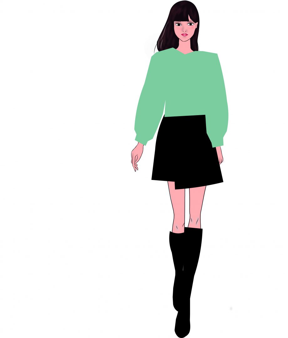 Jersey Verde Con Falda